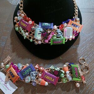 Betsy Johnson Candy Halloween Necklace & Toggle Bracelet "Glow in the Dark"